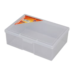 Clear plastic storage boxes