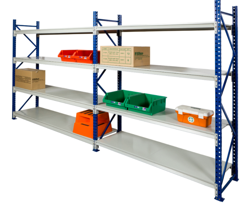 Shelving with bins