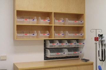 Lismore Hospital patient bay storage mesh-pak bins