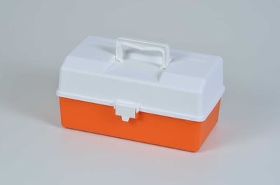 Small First Aid Box - With Liftout Tray - Orange/White