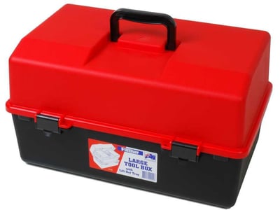 Large Tool Box - With Liftout Tray - Red/Black