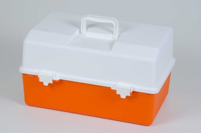Large First Aid Box - With Liftout tray - Orange/White
